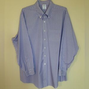 Brooks Brothers Regent‎ Fit L/S Button Down Purple Check 18/34 CUFF MONOGRAM